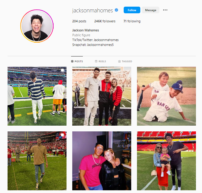 jackson mahomes instagram