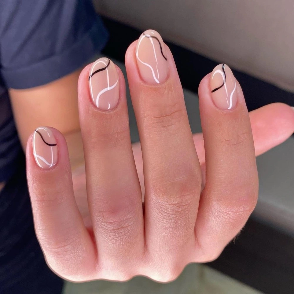 nude color line nail designs